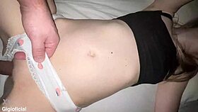 Choosing a Favorite Movie to Watch While Losing Virginity with Skinny Amateur