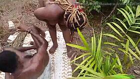 Sweet amateur bbw enjoys doggystyle in the bush