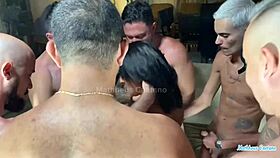 beautiful latina milf kel abate handles rough gangbang with seven guys