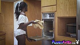 i watched glamorous ebony teen victoria antoinette undress while cooking, her natural tits exposed
