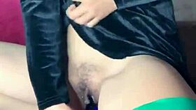 Mature woman in stockings masturbates intensely with vibrator to climax