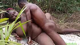 Sweet amateur bbw enjoys doggystyle in the bush