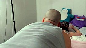 Sexy teen in pink thong SCREAMS on bed with BIG BLACK COCK creampie