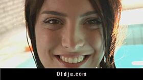 Sweet Redhead Teen 18+ Sucking Old Cock by the Pool?