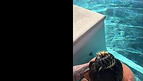 Public blowjob at infinity pool in Costa Rica with interracial couple