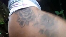 latina milf flashes big clit on nature walk 😊