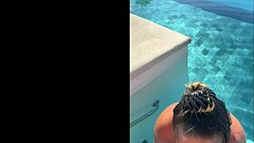 Public blowjob at infinity pool in Costa Rica with interracial couple