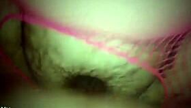 I love watching this BBW in pink fishnets get a creampie.