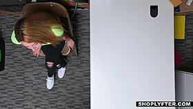 horny thick blonde teen 18+ alexa raye seduces security officer with blowjob.