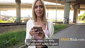 Prague princess flashes for cash before outdoor blowjob and wild fucking