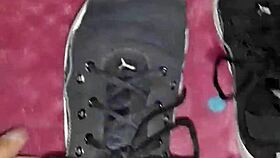 narrative of cumshot on tennis shoes in fetish scene