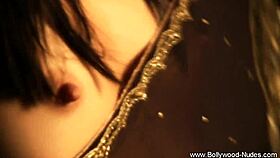 Brunette milf in black dress solo