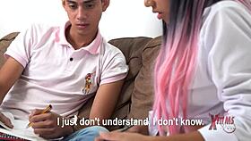 young latina students get bored with reading and choose to fuck as a break