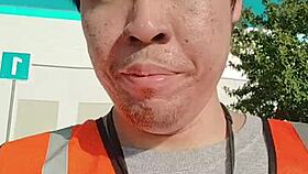 asian woman walking outdoors during work