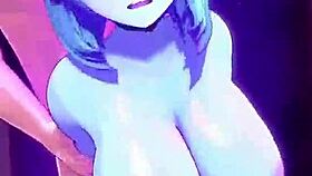 two blue chichona women in hardcore animation scene