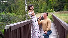 Bride Offers Blowjob In Forest For Big Cock Cum On Tits