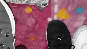 narrative of cumshot on tennis shoes in fetish scene