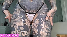 Milf trying vibrating anal butt plug in micro bikini