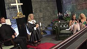 Jassie and Lexxi Tyler engage in scandalous poolside activities with heels and shaved bodies.