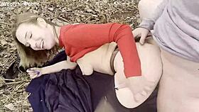 A Cute Girlfriend Enjoys Rough Anal Sex and Blowjob in Public Outdoor Setting