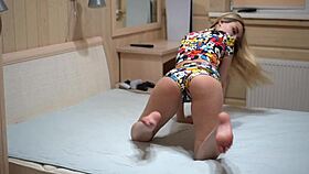 Stepsister teases her stepbrother when alone.