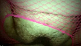 I love watching this BBW in pink fishnets get a creampie.