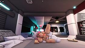 In Roblox, I break her virtual pussy with intense gameplay