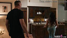 so this arab teacher with huge tits is on indefinite leave, and her student's stepdad visits for some fun