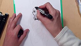 Watch this quick sketch of a hot sexy girl in latex getting drawn