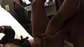 ebony girl gets a lift from a guy.