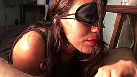Blindfolded Woman Gives Deep Sucking Session