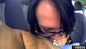 blowjob in car 4k with deepthroat