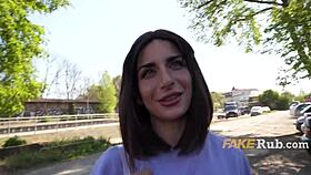 Ultra Pretty Italian Girl Flashes Tits On Street, Gets Fucked For Cash