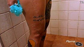 in the shower, this latina teen masturbates thinking about you