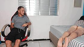 Excited stepsister exposes her back to provoke her stepbrother during a rough workout