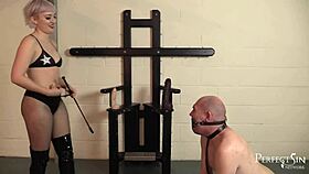 My dirty cocksucking slave gags on my cock in the cage