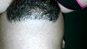 Teen enjoys oral attention from behind