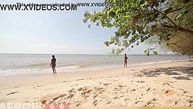 oh man, horny caribbean naked girl at the beach getting her ass groped by a stranger after shower 😏