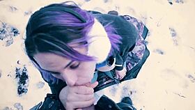i give a public blowjob in snow park, cute with glasses, ends in facial 😍