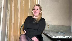 real french blonde amateur's first threesome with tattooed footjob and muff diving