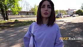 Ultra Pretty Italian Girl Flashes Tits On Street, Gets Fucked For Cash