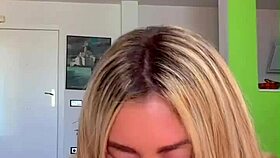 Very horny blonde swallows my huge cock in this real couple compilation