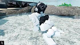 Having passionate wet activities with my personal companion.