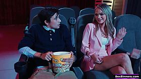 Is Your GF Bored? She Sucks BF's Monster Cock In Cinema!