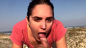 Skinny Brazilian couple stops car to fuck on beach