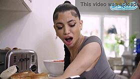 Watch this sexy latina milf housewife fuck her step son and squirt everywhere