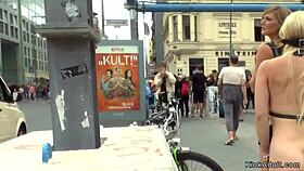 I feel busty blonde's public gangbang excitement