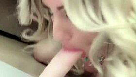 Very horny blonde swallows my huge cock in this real couple compilation