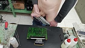 i blast a massive cumshot on a clients machine instead of fixing it, solo masturbation gone wrong