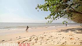 oh man, horny caribbean naked girl at the beach getting her ass groped by a stranger after shower 😏